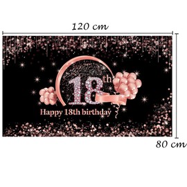 18th Birthday Decoration Happy 18th Birthday Backdrop for Girls Women Happy Birthday Party Background Shiny Glitter Rosegold Birthday Party Banner Adult Kids Photo Studio Props