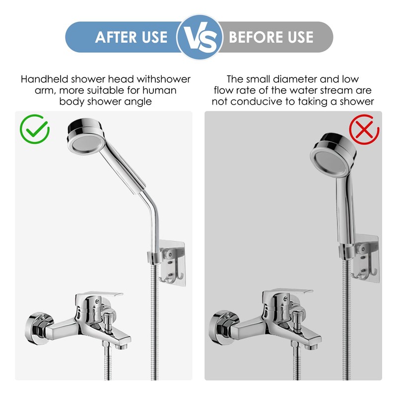 Shower Head Extension Arm, G1/2" 20cm Curved Forward Stainless Steel