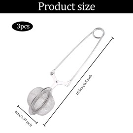 Pack of 3 tea tongs, tea tongs made of 304 stainless steel, tea strainers for loose tea, tea strainer for teapot, tea cup, diameter 4.5 cm