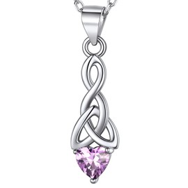 FaithHeart S925 Celtic Knot Necklace Women Birthstone Pendant Necklaces Sterling Silver June Birthday Jewelry Charms