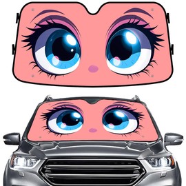 GENANY Cute Eyes Windshield Sun Shade for Car SUV Truck (55x30 Inches), Sun Shade Windshield, Shades for Front Windows, Protector Blocks UV, Halloween Car Decor