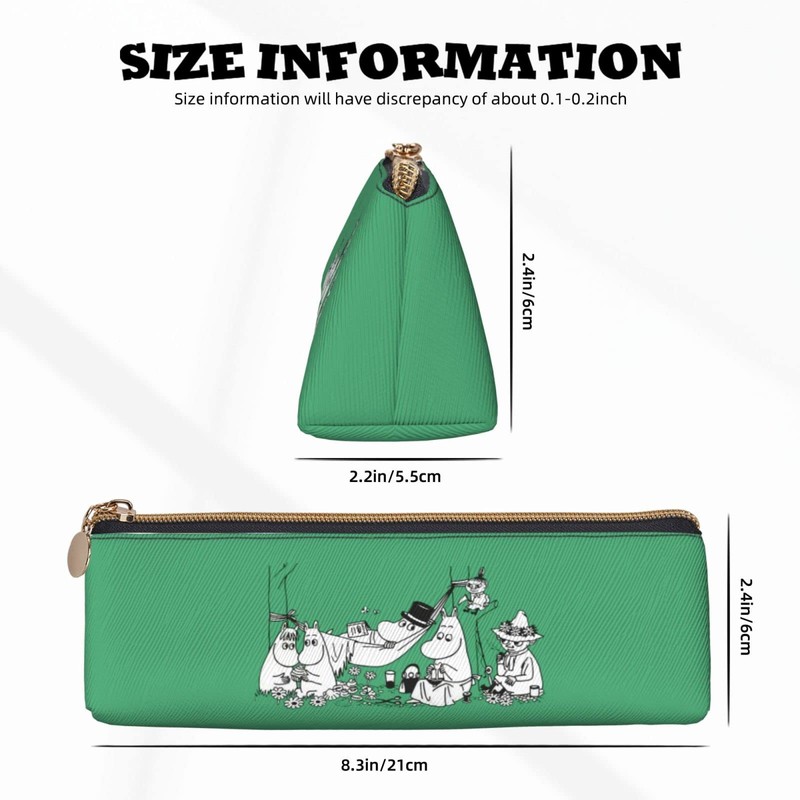 Moomin Pen Case, Large Capacity, Pencil Case, Multi-functional, Stylish, Leather,