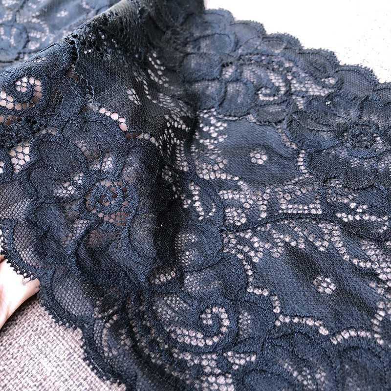 LaceRealm 7 Inch Wide Floral Stretchy Lace Elastic Trim Fabric