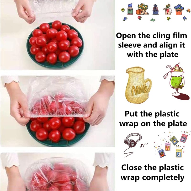 Eowppue Coperchio Ciotola in Plastica 100 Pezzi di Pellicola Alimentare,