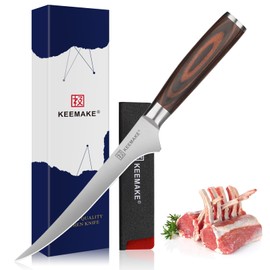 KEEMAKE Boning Knife 6 Inch, Super Sharp Fish Fillet Knife, High Carbon Stainless Steel Deboning Knives, Professional Boning Knives for Meat Cutting Poultry, Pakkawood Handle with Gift Box