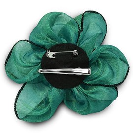 Expo International Lala Organza Flower Brooch and Hairclip Hair Accessory, Emerald