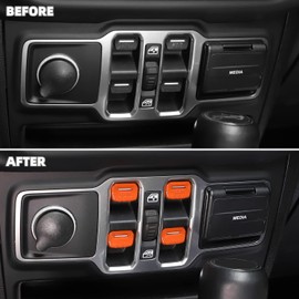 SQQP Window Switch Button Cover Trim Interior Accessories Fit for 2018-2024 Jeep Wrangler JL JLU & Gladiator JT(Orange)