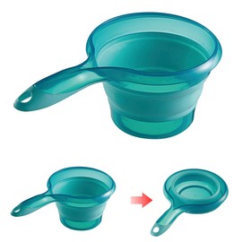 FBesteam Folding Water Ladle Collapsible Spoon Collapsible Scoop Cup Blue, 1 Piece, Polypropylene + Thermoplastic Rubber, Multipurpose for Kitchen, Camping, Bathing, Shower