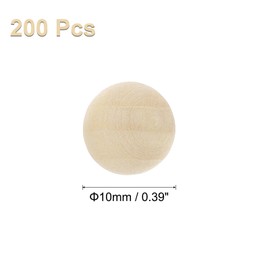 sourcing map 200pcs Round Wood Balls 10mm Diameter Unfinished Solid Wooden Spheres, Natural Wood Craft Balls for DIY Craft Projects Art Ornaments