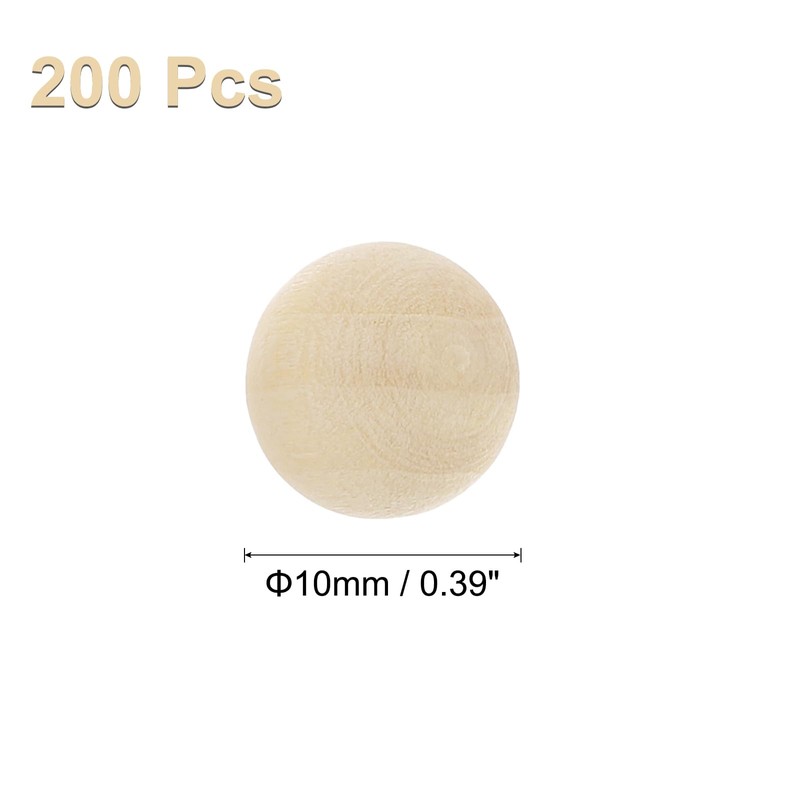 sourcing map 200pcs Round Wood Balls 10mm Diameter Unfinished Solid