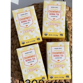 Trader Joe's 4 Packs Trader Joe's Organic Chamomile Herbal Tea 20 Tea Bags Each, Total 80 ct