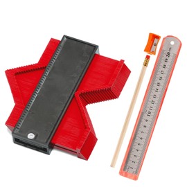 Contour Gauge, Plastic Outline Profile Shape Contour Duplications Guage Duplicator Kit, Irregular Shapes Measure Ruler Gadget Woodwork Measuring Tool Set for Corners and Contoured(12cm, Red)