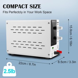 FEITA DC Power Supply Variable, 30V 5A Adjustable High Precision Bench Lab Power Supplies with 4-Digits LED Display, Encoder Knob, Output Switch/OCP, USB Interface for Anodizing & Electroplating Kit