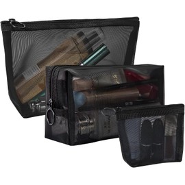 Bolsa de Tocador, 3PCS Bolsa Transparente Viaje Transpirable y Ligero, Bolsa de Maquillaje Portátiles de Gran Capacidad, Bolsa de Tocador de Viaje Multifuncionales con Cremallera Mujeres y Hombres