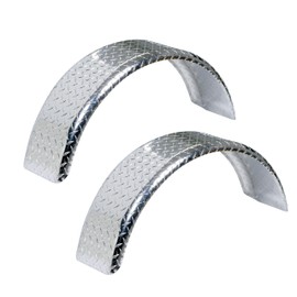 Tie Down Trailer Fenders Single Axle – Diamond Plated, Made in USA – Aluminum Trailer Fender – for 13-16" Wheels – 31.48" L x 8" W x 13.12" H (2 Fenders)