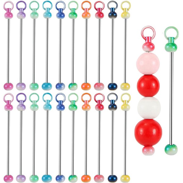 WADY Beadable Keychain Bars 20 Pcs Metal DIY Bead Keychain