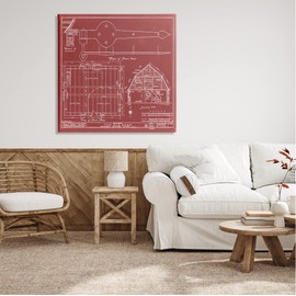 Stupell Industries Detailed Diagram Blueprint Old Barn Floor Plan, Design by Annie Warren