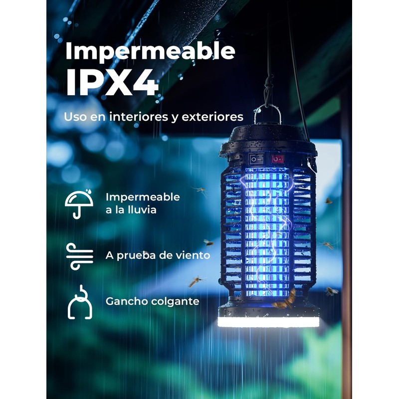 YISSVIC Elektrische Mückenlampe, elektrisch, 4200 V + 15 W, UV-Lampe,