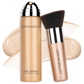 LOKFAR AirBrush Foundation Spray, Silky Mist Foundation Spray Makeup Set with Brush, Full Coverage Foundation for Smooth Radiant Finish, Formula Breathable Lightweight Hydrating | #A06 Pearl