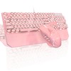 Typewriter Mechanical Gaming Keyboard and Mouse Combo, Retro Punk Round