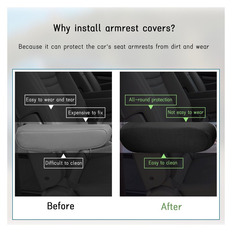 Augeny 2 PCS Car Front Seat Armrest Covers, Soft Elastic