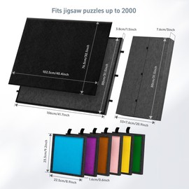 Becko US 2000 Piece Foldable & Tilting Puzzle Board with 6 Colored Drawers & Cover, Lightweight & Portable Puzzle Table with Stand Easel for Angle Adjustment, for 2000 1500 1000 Pieces Jigsaw Puzzles