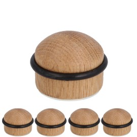 Gedotec Herbert Wooden Door Stopper with Damping Rubber – Oak | Pack of 5 Premium Door Stopper Made of Solid Wood | Door Stopper Floor for Gluing + Screws | Door Stopper Small for Room Doors | Floor
