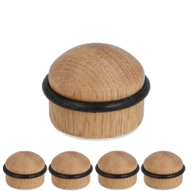 Gedotec Herbert Wooden Door Stopper with Damping Rubber – Oak | Pack of 5 Premium Door Stopper Made of Solid Wood | Door Stopper Floor for Gluing + Screws | Door Stopper Small for Room Doors | Floor