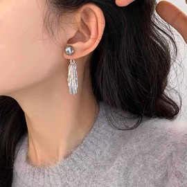 Cybche Boho Olive Leaf Earrings Dangle Silver Leaves Earrings Cluster Leaf Drop Earrings Rosemary Leaf Earrings Leaf Tassel Earrings Jewellery for Women (Silver1), Zinc, No Gemstone