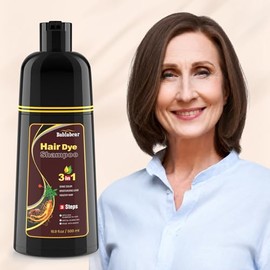 Dark Brown Hair Dye Shampoo 3 in 1, Shampoo Tinte para Cubrir Canas para Hombres y Mujeres, Cobertura Instantánea de Canas con Esencia Herbal