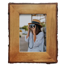 4x6 Wood Picture Frames Brown, Live Edge Rustic Photo Frame with Glass Front, Display 6x4 inch Photos for Tabletop or Wall Mounting