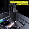 4 in 1 Fast Charging Car Charger 60W - Retractable