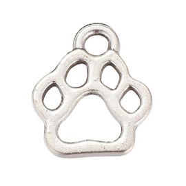 Airssory 100 pcs Antique Silver Hollow Dog Paw Prints Charms Lovely Pet Animals Claw Charms for DIY Jewellery Earring Bracelet Necklace Craft Keychain Bag Decor