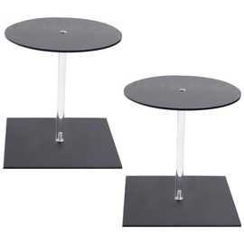 DELORIGIN 2Pcs Acrylic Hat Display Stand 5.9" Helmet Holder Black Acrylic Display Stand Stable Base Circular Display Holder for Motorcycle Helmet Baseball Caps Hats Wigs Jewelry Display