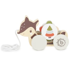 Bieco Pull Along Deer Wood | Pull Toy from 1 Year | Cute Wooden Pull Along Toy | Baby Toy Wooden Deer for Pulling | Wooden Toy from 1 Year | Wooden Toy Pull Along Deer with Gear