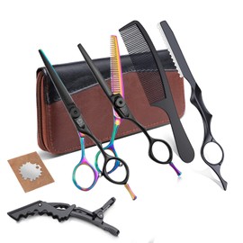 DRAGON RIOT Hair Cutting Scissors Shears Set Rainbow Professional Hairdressing Scissors Kit for Men Women Pets Home Salon Barber Cutting Kit