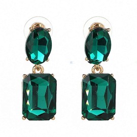 Statement Earring Shinyopal Crystal Stud Earrings Women 3 Colors Natural Stone Jewelry Green