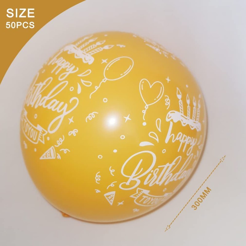 TAIHEBB Orange Birthday Balloons, 50 Pcs Letter Print Balloons for