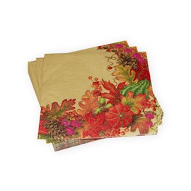Harvest Garland Gold Luncheon Napkins - 20 Per Package