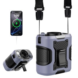 KIMMOO 5 in 1 Portable Turbo Waist Clip Fan, 100 Speeds, Powerful 13500RPM, 24H Cooling, LED Display, Flashlight, Rechargeable Wearable Belt Body Shirt Fan for Camping Outdoor Jobsite (Grey)