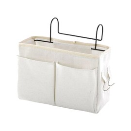 Bedside Hanging Storage, Bedside Storage Pocket, Bedside Hanging Storage Bag with Hooks for Dormitory School Bunk Bed(White)