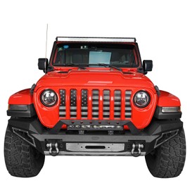 V8 GOD for Jeep Flag Front Grille Grill Mesh Insert Old Glory (Black & White) Compatible with Jeep Wrangler JL & JT Gladiator 2018-2025