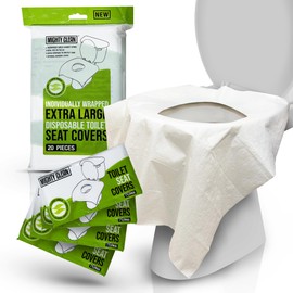XL Disposable Toilet Seat Covers by Mighty Clean｜100% Waterproof ｜Individually Wrapped, Extra Wide Covers for Adults and Kids｜20 Count
