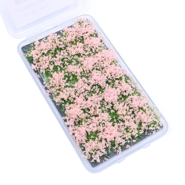 Tiardey Flower Grass Ciuffi Sand Table Set, Terrain Model Kit, Shrub Flower Cluster, Used for Miniature Landscapes, Sand Table Theme Models, Scenery Model - Pink Shrub