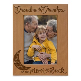 KATE POSH Grandma & Grandpa, I Love You to the Moon and Back - Grandparents Day, from Granddaughter, from Grandson (4x6-Vertical)