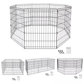 SEGAWE 2PCS Dog Playpen Crate 8 Panel Fence Pet Play Pen Exercise Puppy Kennel Cage 24"