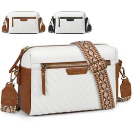 Bolsa Crossbody Mujer Bolso Bandolera de Cuero Vegano Bolso Crossbody Impermeable con Correa Ajustable Bolsa Cruzado Moda con Cremallera Bolsa Pequeña para Viaje Compras Trabajo, Marrón