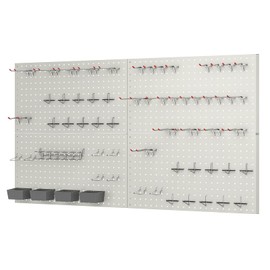 Pegboard Smith 48x24 Inch Gray Metal Pegboard Kit for Wall Organization with Hooks, Garage Storage Bins, and Utility Tool Board – Efficient Panel Tool Organizer.