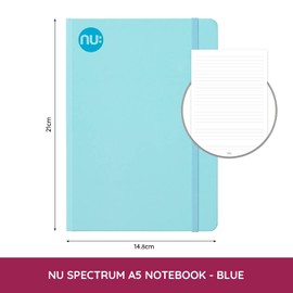 Nu: Notebooks - Blue Journal - Spectrum Range - A5 Lined Notebook - Daily Planner - Note Pad - 160 Pages