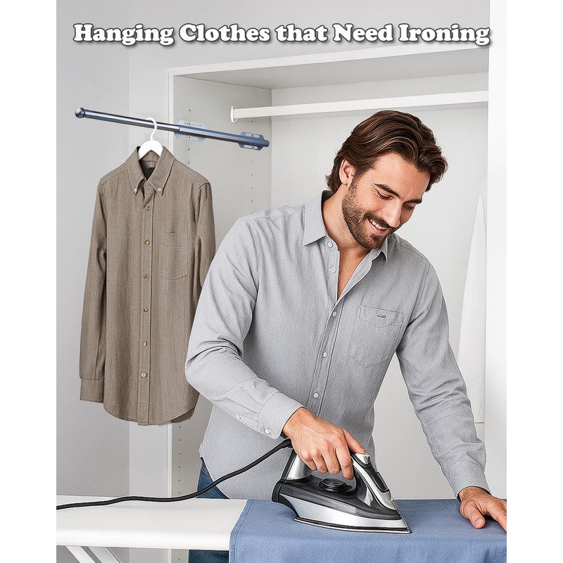 Valet Rod for Closet Pull Out, 12" Adjustable extending closet